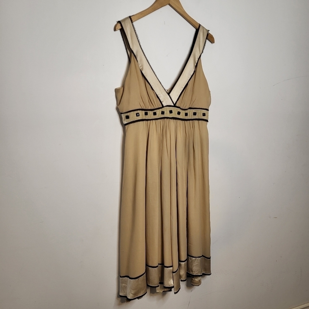 Sandra Angelozzi Champagne Silk Blend Cocktail Dress Size 42